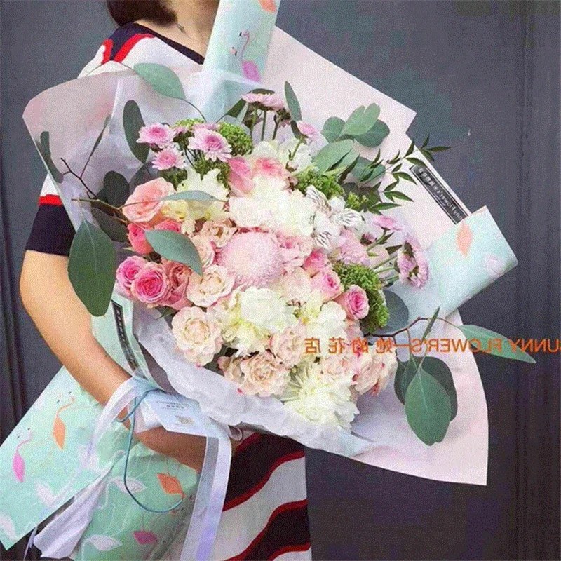 

15 шт., оберточная бумага с цветами фламинго, тропические растения, цветы, букет, упаковочная бумага, материалы для упаковки рождественских подарков