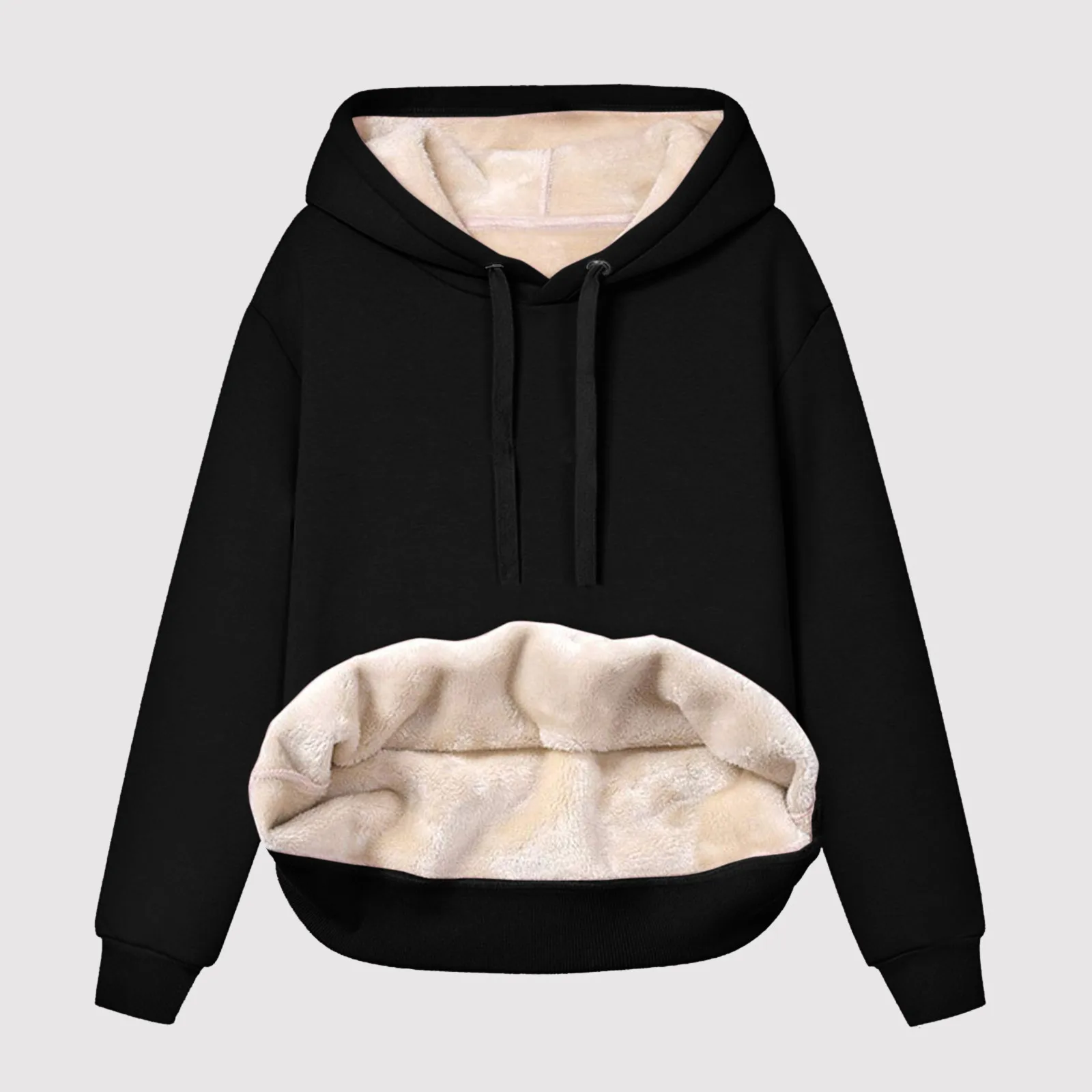 Fleece Sweatshirts For Women Thick Fleece Hoodie Sweatshirt Winter Velvet Hoodie V Neck Long Sleeve Tops