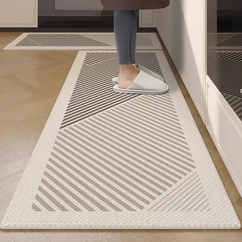 

Кухонный ковер Нескользящий водонепроницаемый грязеотталкивающий напольный коврик Французский минималистичный коврик с линиями Длинные коврики для украшения дома 주방 카펫 Ковер