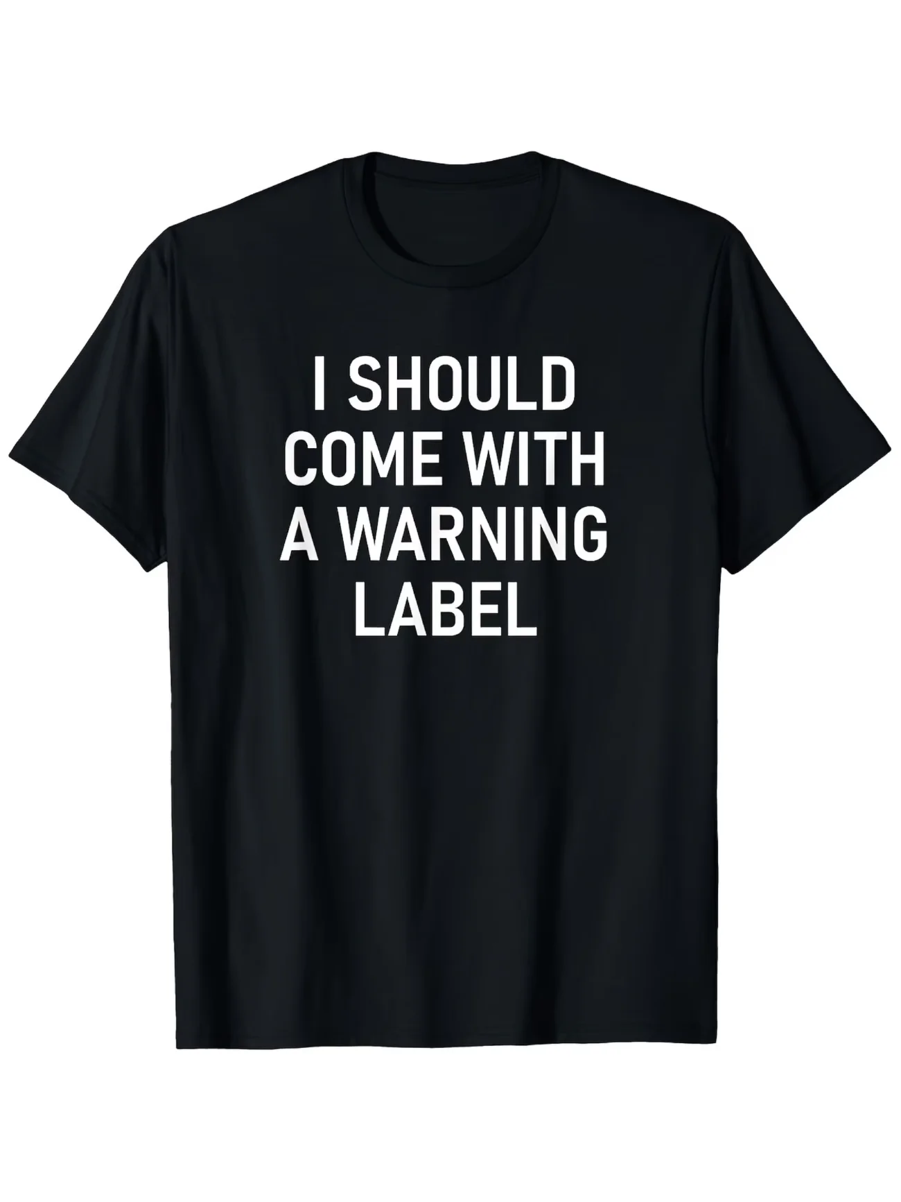 Men's T-Shirt PLUS SIZE Fun Style I Should Come with A Warning Label Black Ironic Humor Shirt Short Sleeve Crew Neck Casual Tee