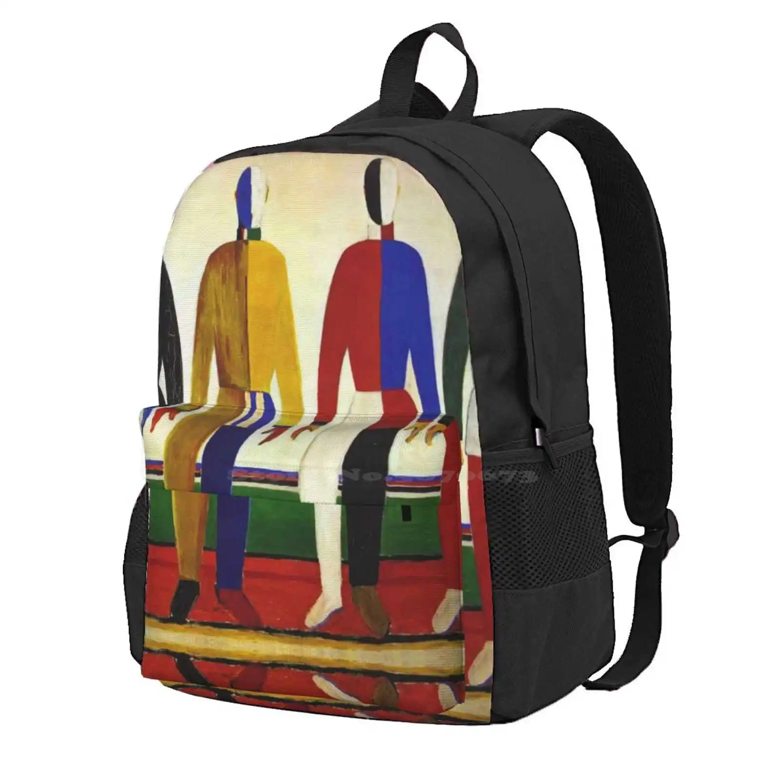 Hd- Sportsmen By Kazimir Malevich. 1931 - High Definition Hot Sale Schoolbag Backpack Fashion Bags Mondrian Pollock Kandinsky