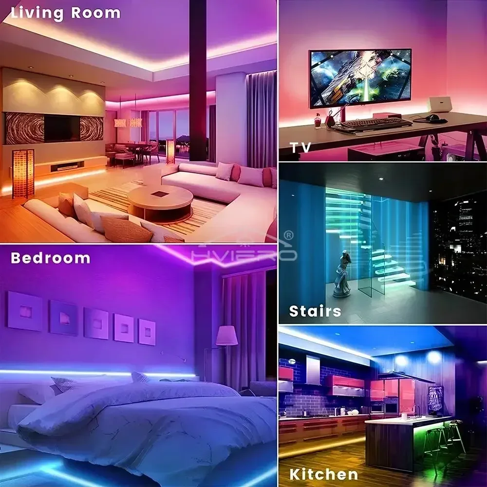 RGB Led Light Strip 5050 Wall Lamp Neon Flexible Ribbon Stripe 5M 10M DC 12V Diode Tape 24Key Controller Color For TV Backlight