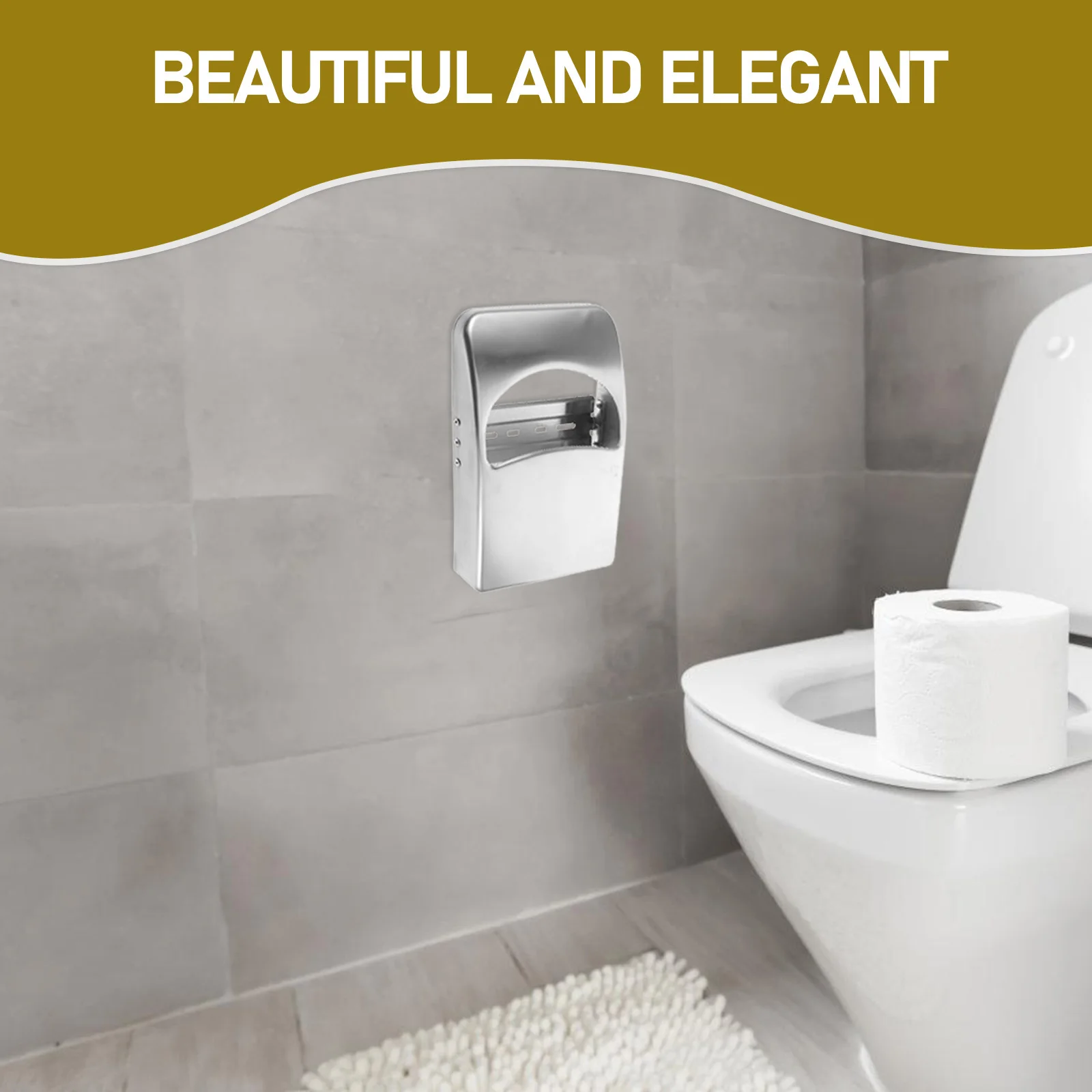 

Stainless Steel Toilet Seat Cover Dispenser Wall Mounted Bathroom Holder Large Capacity Commercial Use Home Office School