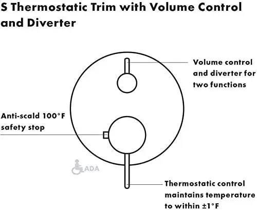 Ecostat Modern Premium Volumen y control automático de temperatura Embellecedor de válvula de ducha termostática de 2 manijas con desviador en cromo