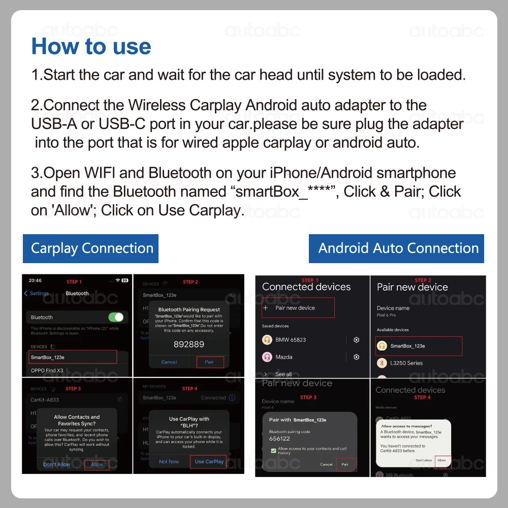 2025 جديد لاسلكي Carplay أندرويد صندوق السيارات 2in1 السلكية إلى دونغل لاسلكي التلقائي توصيل محول بلوتوث التوصيل والتشغيل صندوق صغير