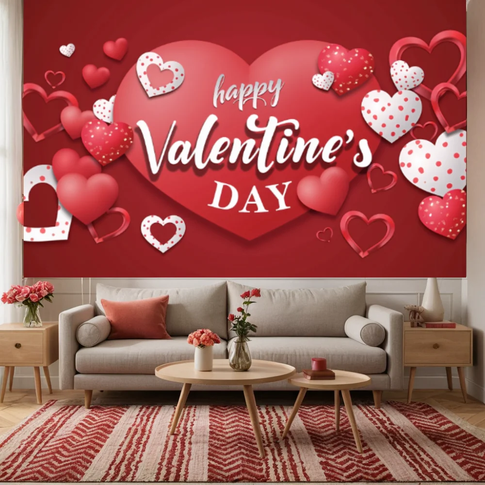 Happy Valentines Day Banner Valentines Day Theme Party Background Banner Valentines Backdrop Celebrate Decor Photo Background