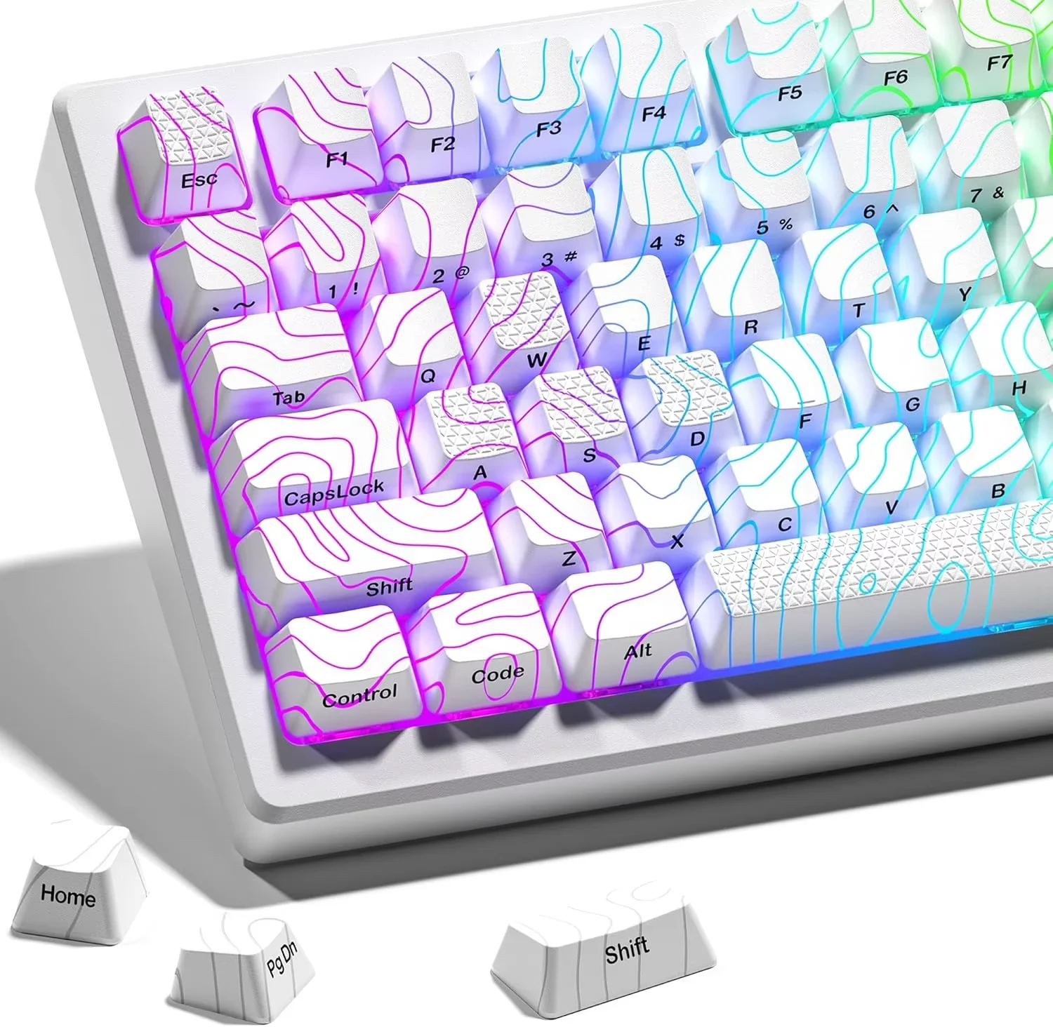 XVX Topographic Keycaps New Version Pattern Shine-Through OEM Profile IMD-Tech Keycap Set Side Printed 61/118 keys