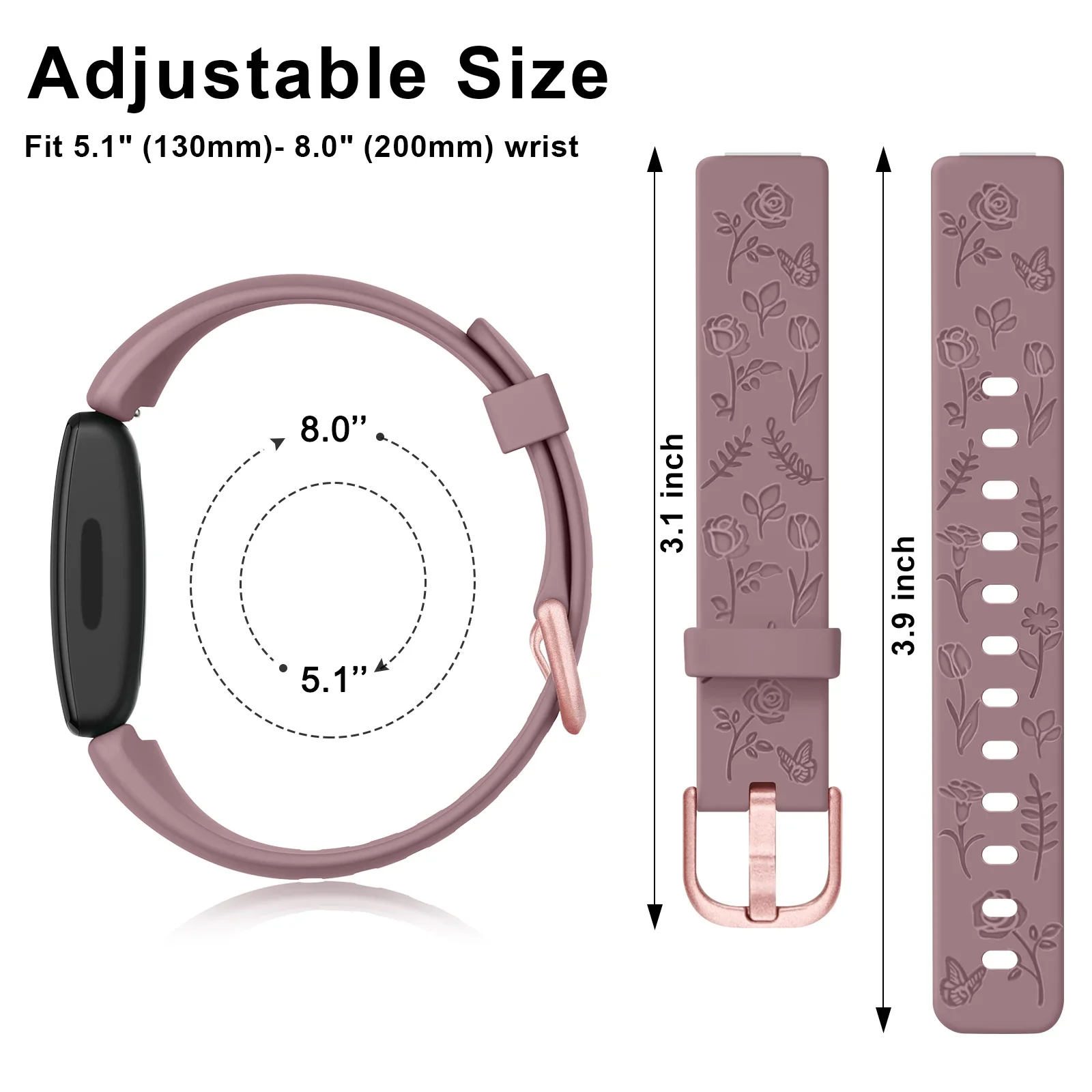 لينة بولي TPU زهرة محفورة الفرقة ل Fitbit إلهام 2 حزام سوار الرياضة معصمه لاستبدال Fitbit إلهام 2 حزام الساعات #2