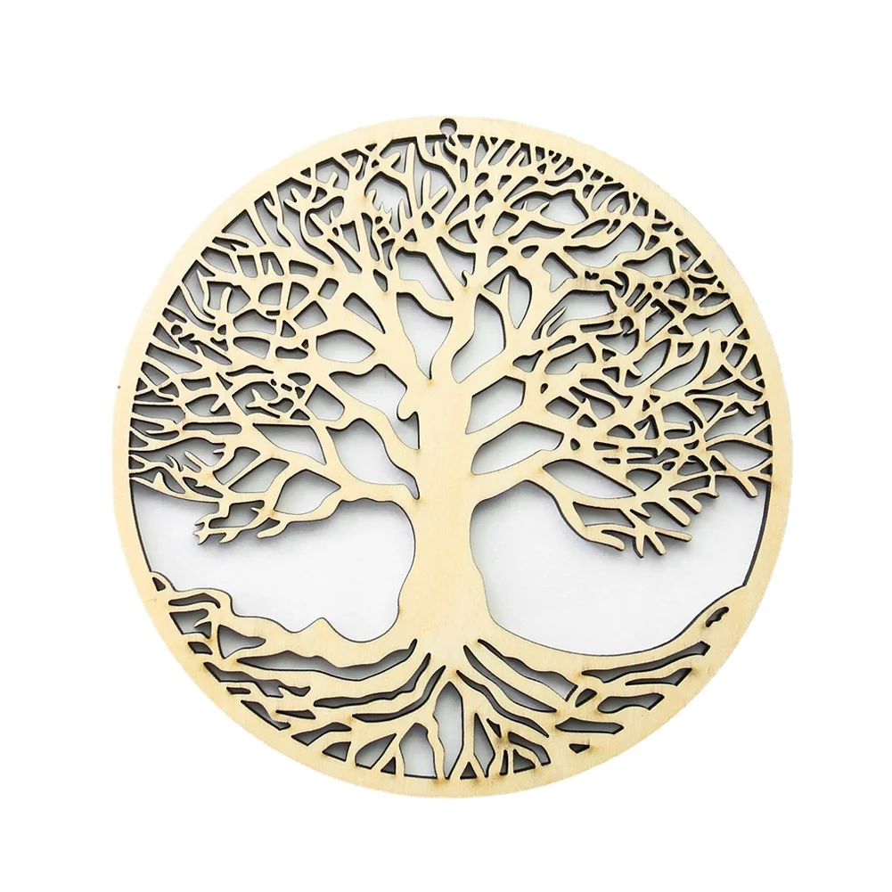 14cm Wood Tree of Life Wall Hanging Laser Cut Wooden Art Sacred Ornament Yoga Meditation Handcrafted Energy Symbol Pendant Gift