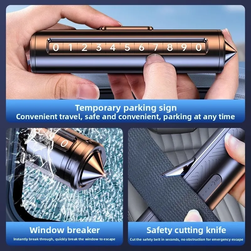 Car Temporary Stop Sign, Broken Window Safety Hammer Move Car Number Plate, Car Phone Plate Move License Plate
