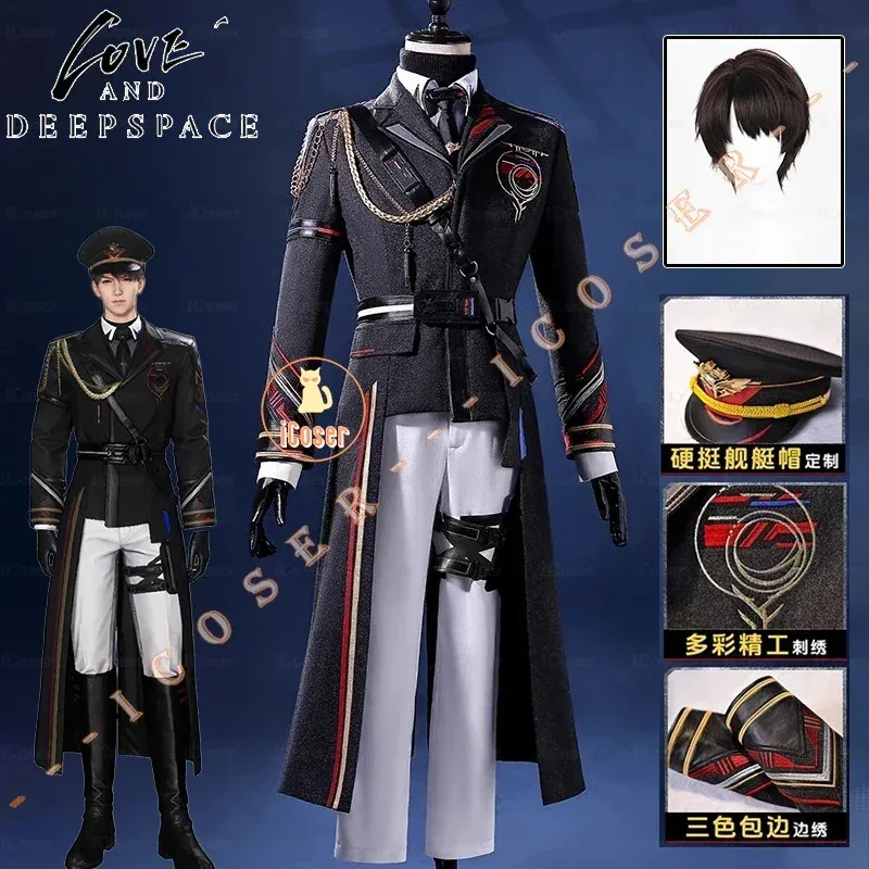 ICoser Caleb Cosplay disfraz peluca Farspace Colonel amor y espacio profundo uniforme gorra fiesta de Halloween para mujeres hombres accesorios de Carnaval