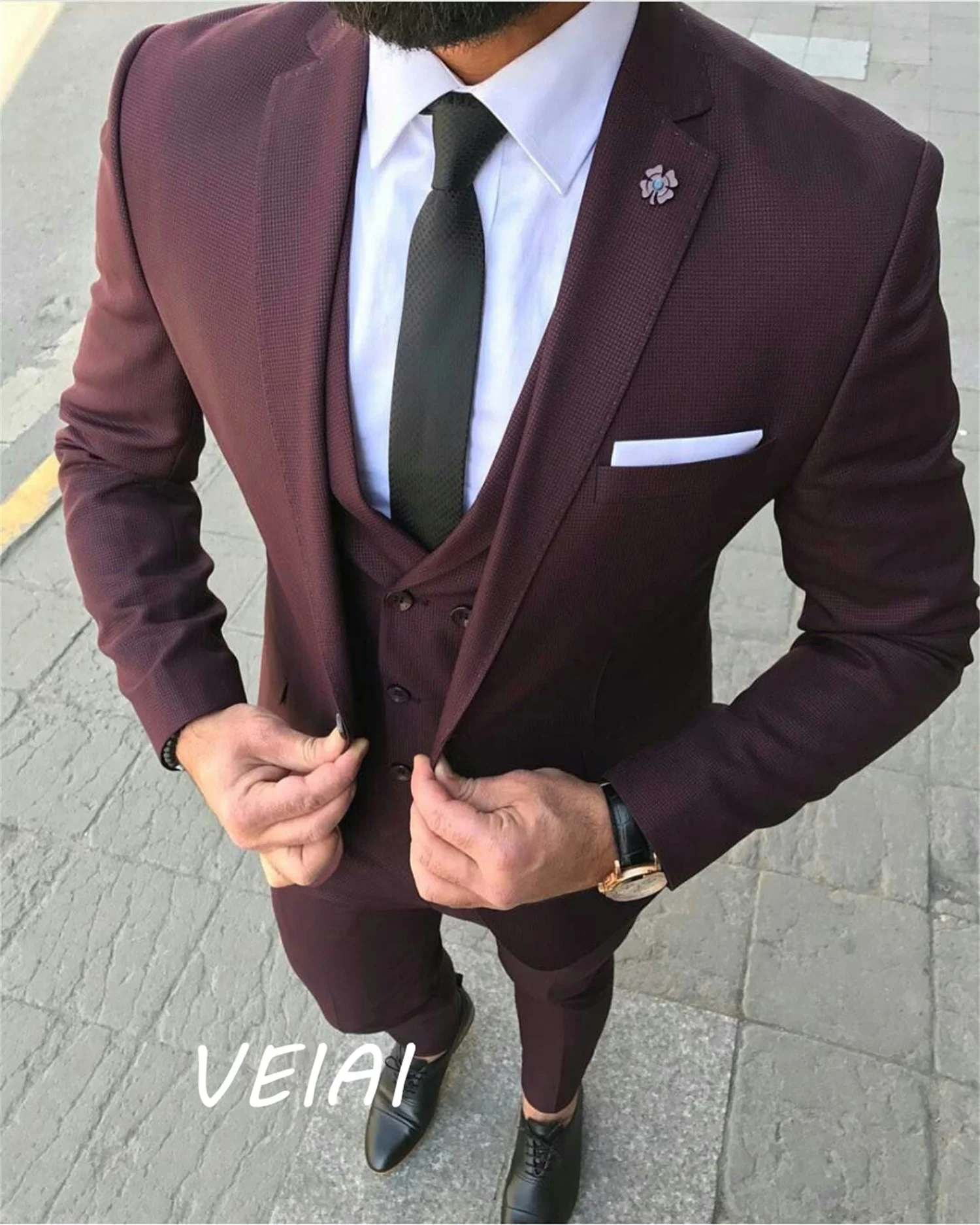 

CustomizedMen's Suits & Blazers Orange Slim Fit Mens Prom One Button Peaked Lapel Wedding For Men Tuxedos Three Pieces Jacket+Pa