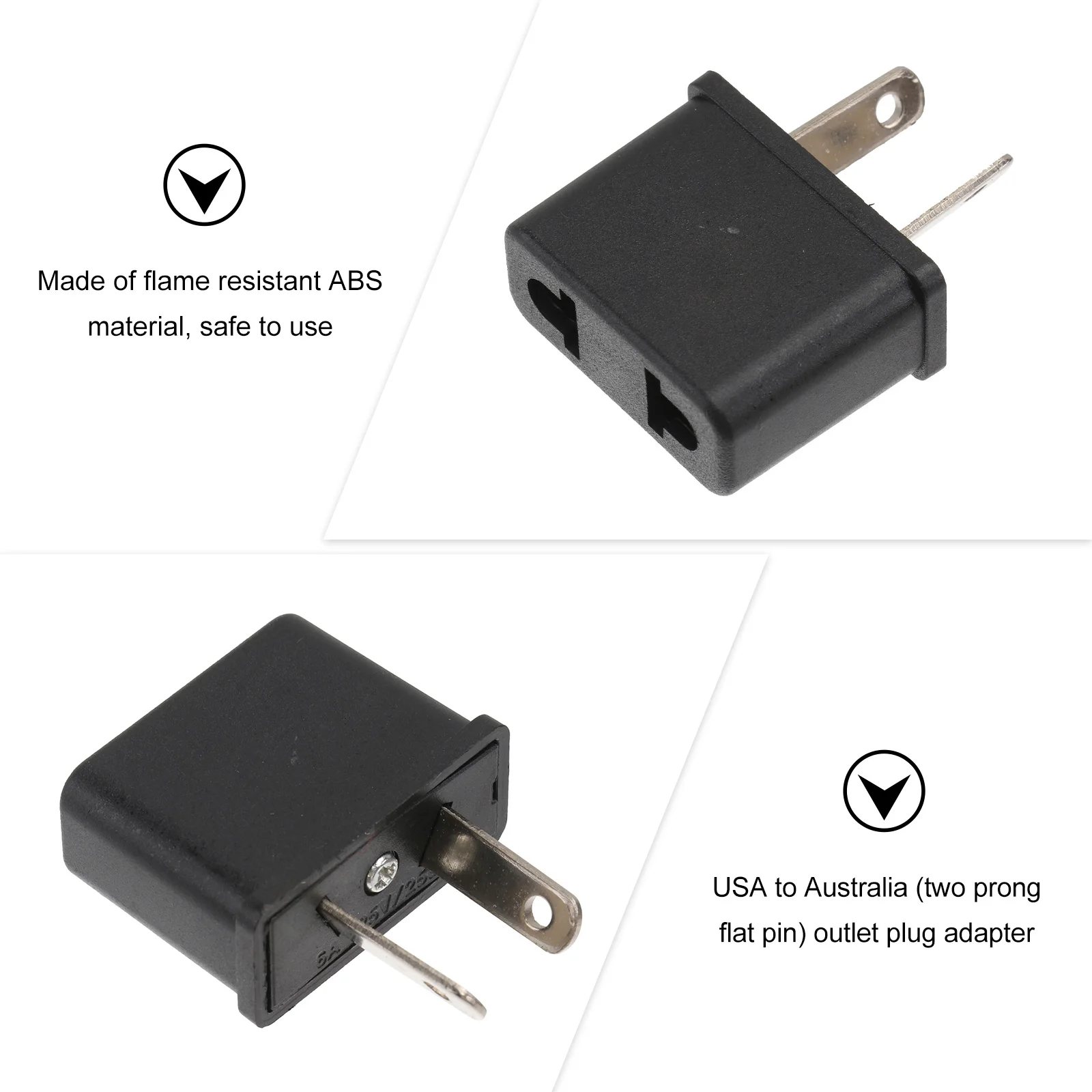 

Australian Adapter Plug to USA Flat Pin Travel Converter Universal Voltage 250V Flame Resistant ABS Compact Portable Plug