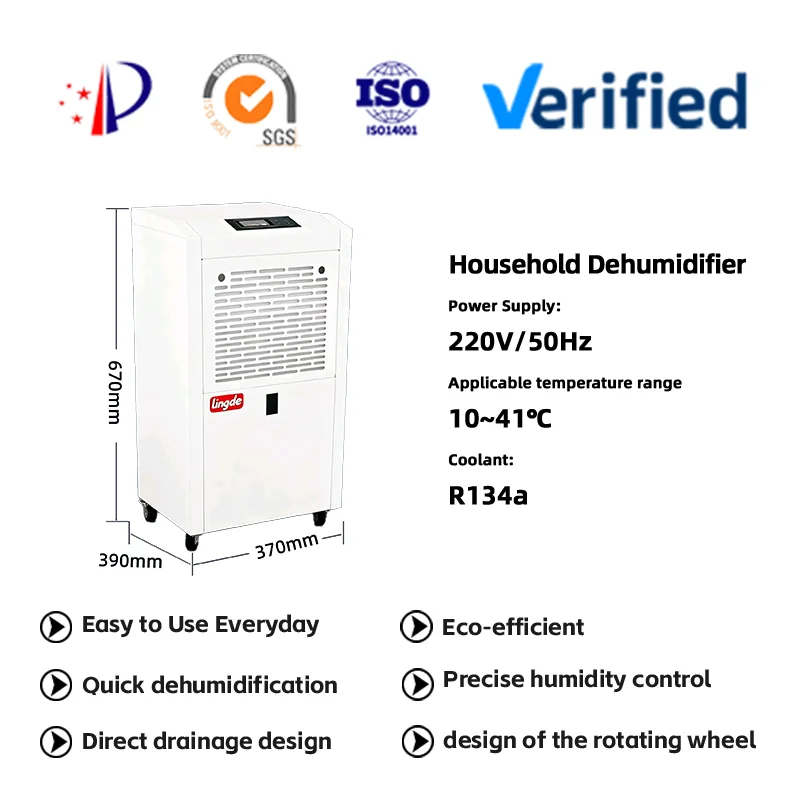 Industrial Electric 220V 50hz Dehumidifier Heavy Duty Commercial Air Dryer Stainless Steel 68L Capacity Warehouse/Basement Brand
