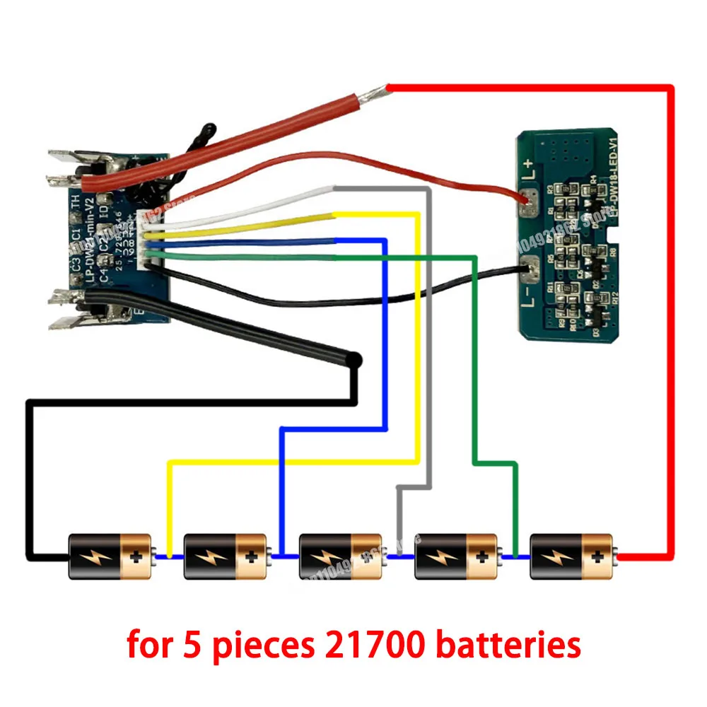 Elektrowerkzeug Lithium-Batterie-Schutzplatine PCB für Dewalt 18 V 20 V DCB200 5 x 21700 Li-Ionen-Batteriegehäuse Box Shell-Gehäuse – Detail 7