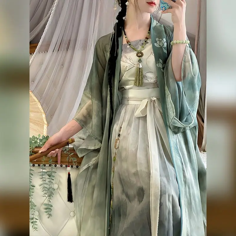 

Новое женское платье в китайском стиле Сун: длинная плиссированная юбка Ханьфу для повседневной носки весной и летом
