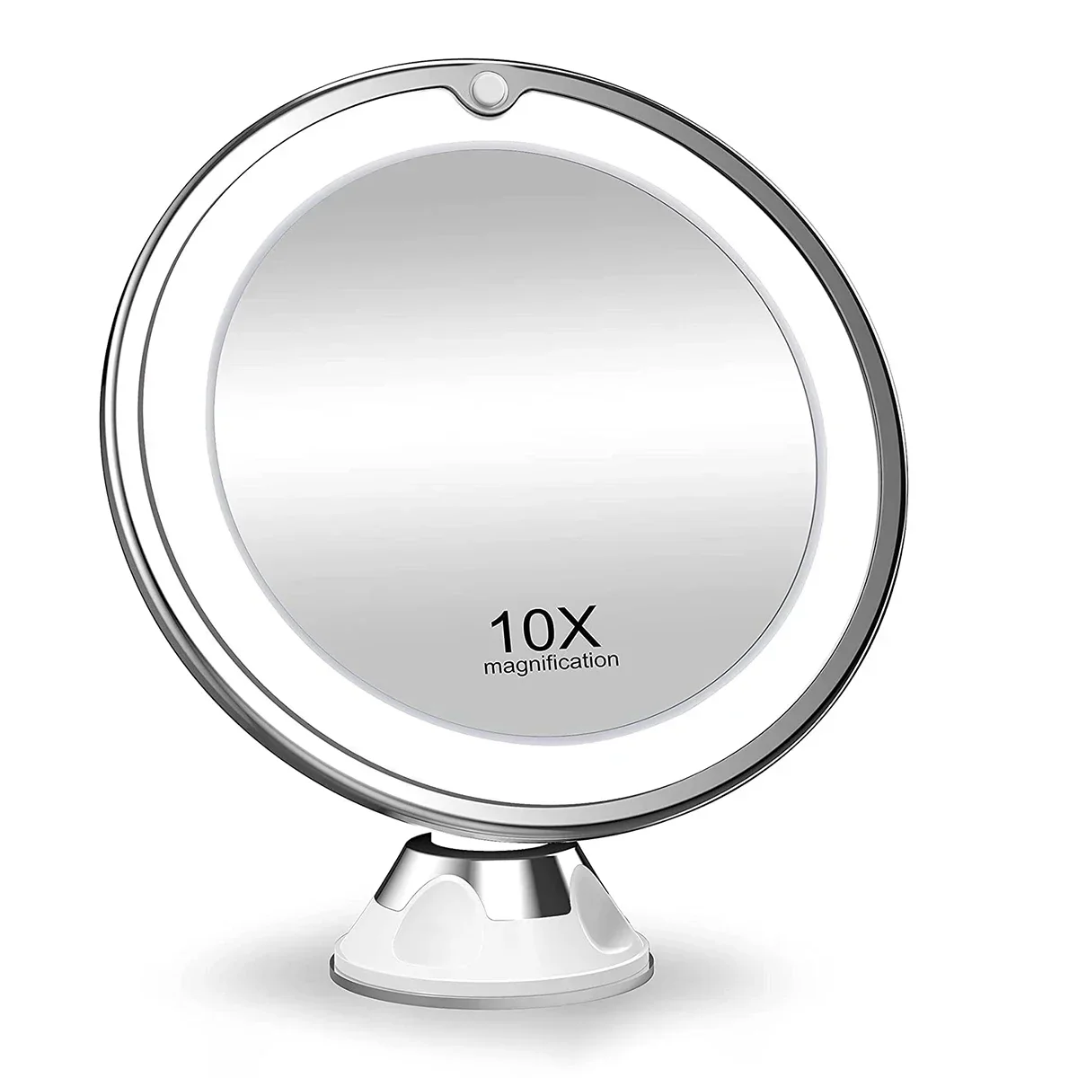 Portable Flexible Makeup Mirror with 10x Magnifying Glass and Suction Cup - LED Lighting Included mirror