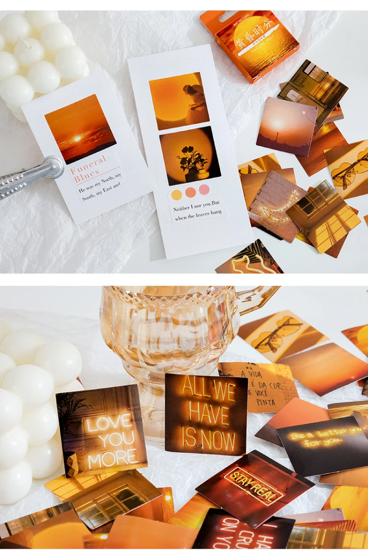 46pcs Dusk Landscape Decorative Stickers for Scrapbooking DIY Journaling Stationery Album Labeling Ins Inspired Stick-Ons