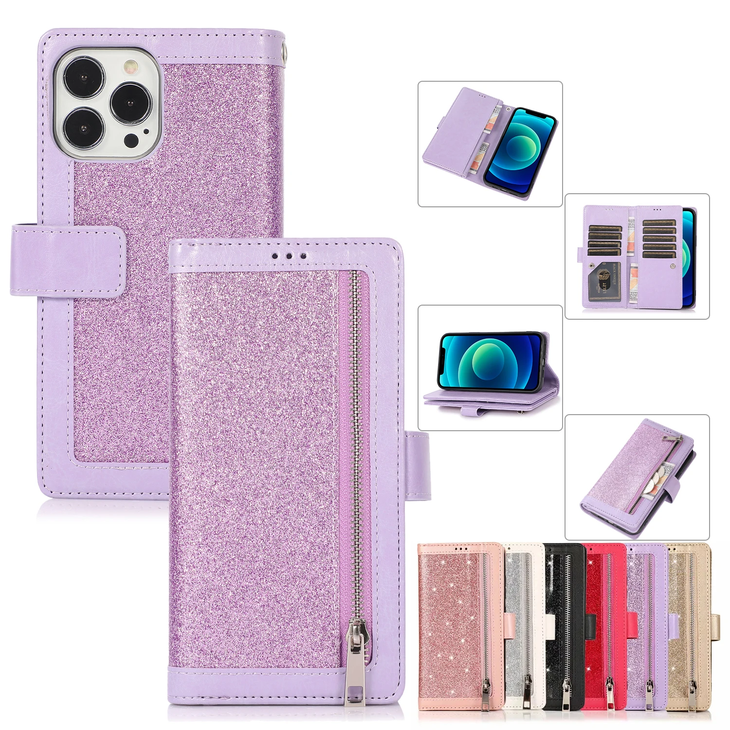 31X*Solid color Leather Case Wallet Anti-fall Flip Phone Case For iPhone6/6s/7/8/SE2020/SE3/X/XS/XR/11/12/13 MINI Max