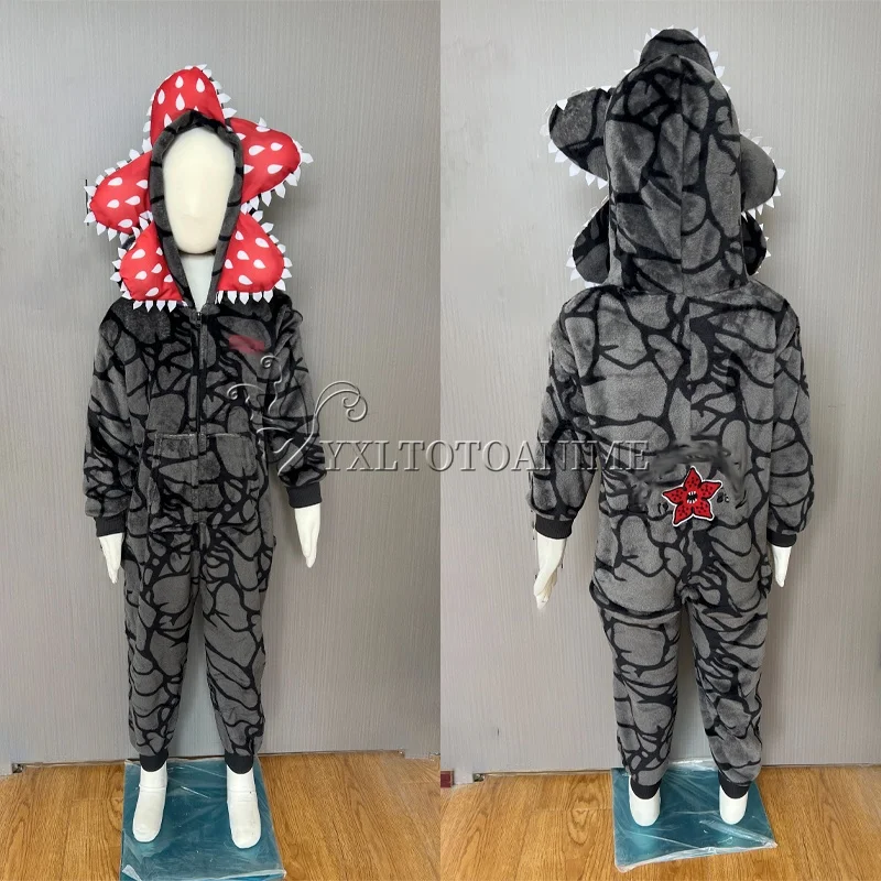 

110-3xl Fall Winter Thicken Cannibal Flower Demogorgon Cosplay Costume Comfortable Flannel Fabric Pajamas Halloween Suit