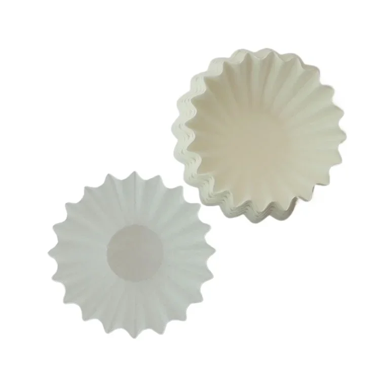 Bowl shaped coffee filter paper, American style machine filter paper, wavy white drip paper, cake cupr paper