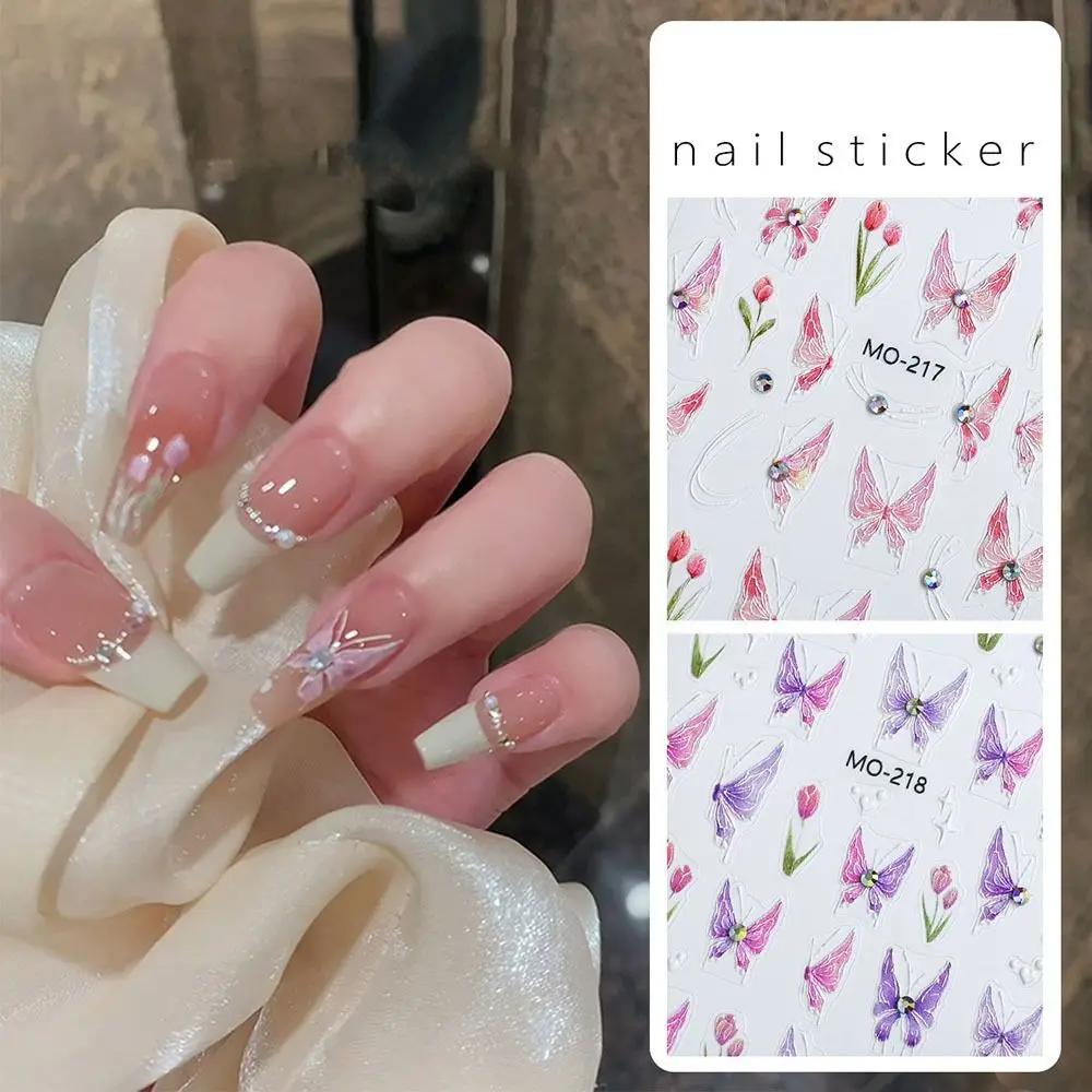 Aurora Butterfly 3D Nail Art Stickers autoadesivo Sparkling Nail Art decorazione dolce squisita Manicure decalcomania ragazza