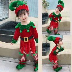 Kids Christmas Dwarf Costume Set Includes Dwarf Hat Shoe Covers Shirt Pants Christmas Elf Dress up Outfit for Boy Girl