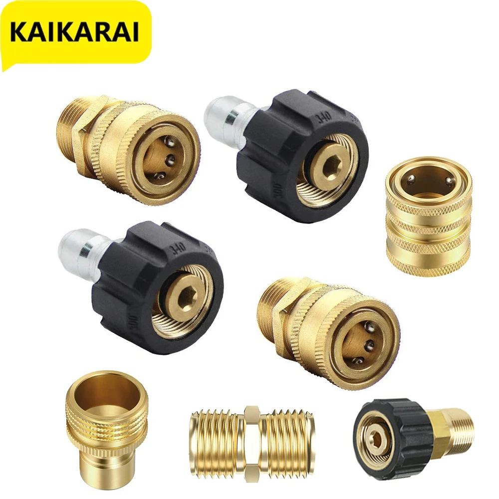 Lavadora de pressão Adapter Set, Quick Release Connect Mangueira Fittings Kit, Acoplador de latão, 3/8 \