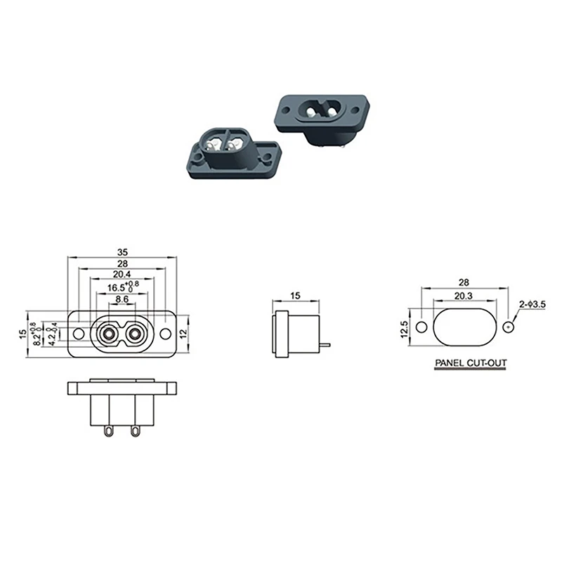 Male Power Socket Female Plug Power Outlet Embedded Electric Connector AC 2.5A 250V 8-Shaped Plug Socket