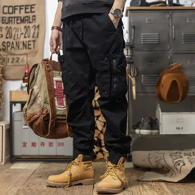 Male Trousers Multipockets Work Wear Cargo Pants Biker Hiking Loose Outdoor Multi Pocket Motorcycle Autumn High Quality ZL476