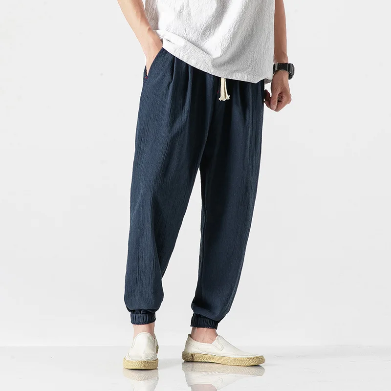 

Summer New Japanese Trendy Casual Pants Chinese Style Lantern Pants Men's Linen Cotton Hemp Haren Leggings