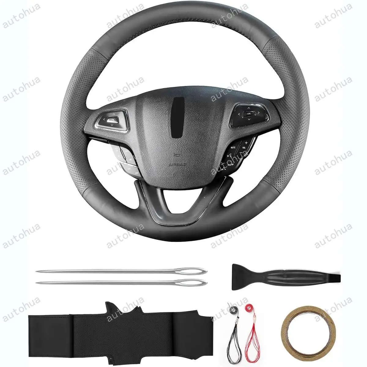 

HandStitched Steering Wheel Cover for Lincoln 2015 2019 MKC/2013 2017 MKZ/2016 MKX/2013 MKC Concept Breathable Leather