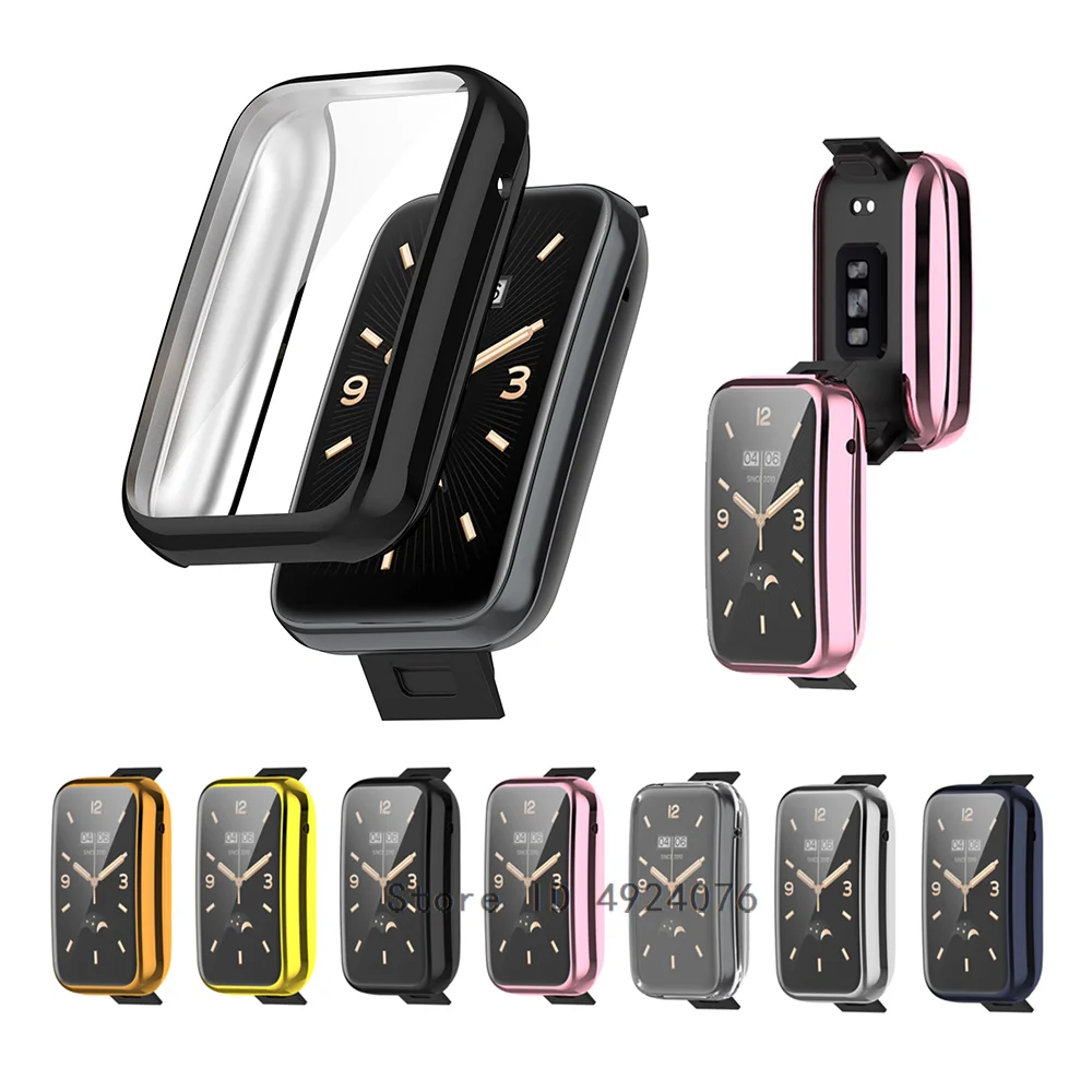 ساعة ذكية حافظة من البولي يوريثان لهواتف شاومي Mi Band 7 Pro حافظة حماية لهاتف Mi band 7 Pro حافظة حماية شاشة زجاجية تغطية كاملة