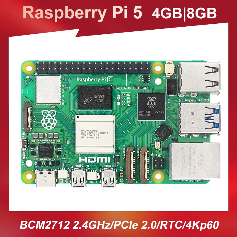 

Original Raspberry Pi 5 Official Model Pi5 4GB / 8GB RAM Development Board 2.4Ghz BCM2712 PCIe 2.0 RTC USB3.0 5Gbps SDR104 Slot