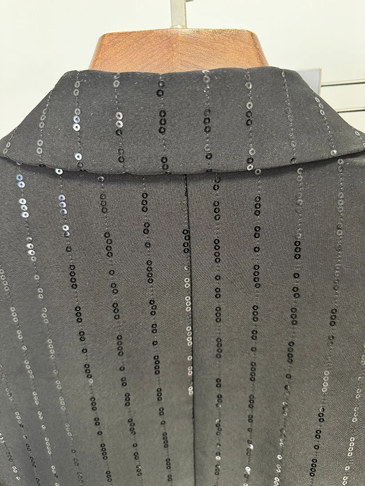 جودة عالية أحدث 2025 مصمم المدرج المرأة حبة الترتر السترة السراويل مجموعة 2PCS #6