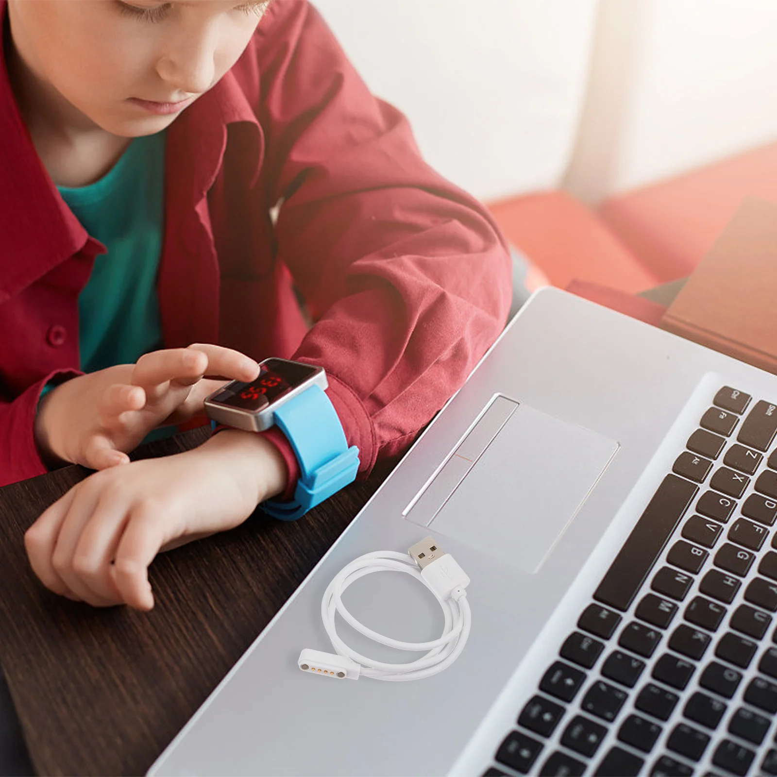 

2Pcs 4 Pin Magnetic Suction Charging Cable 60cm USB Cord for Smart Watch Durable Stable Replacement for Watch