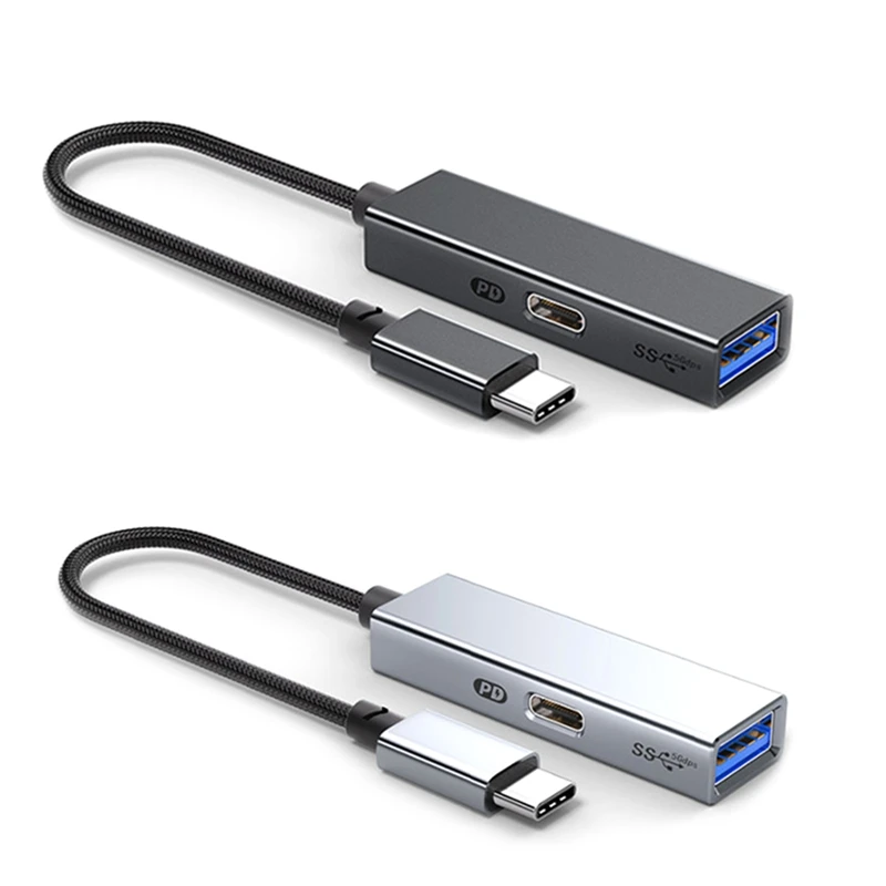 USB 3.2 Type-C HUB 5Gbps 60W PD Charging, OTG Adapter, - High-Speed USB To Type-C Converter