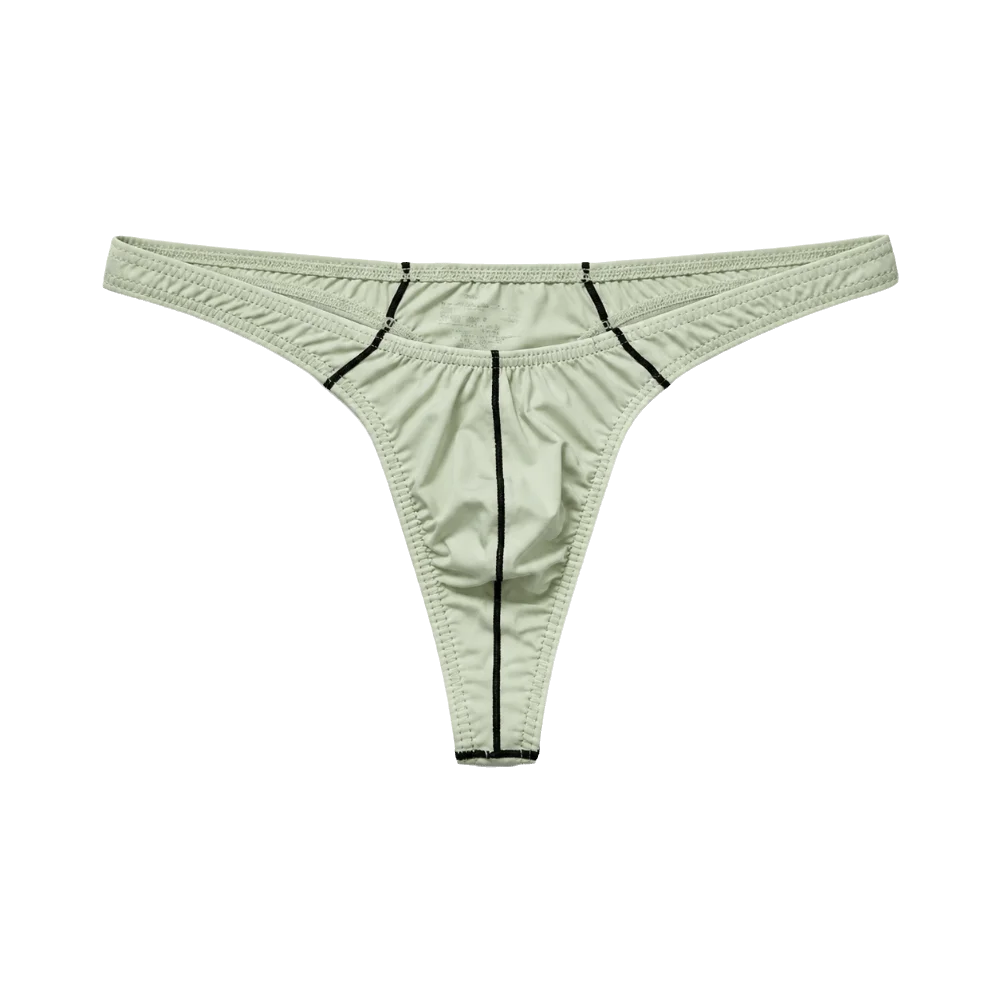 Simple Low Waist Men Underwear Seamless U-shaped Pocke Men's Thong Ultra Thin Stripe T-back Briefs Home Wear