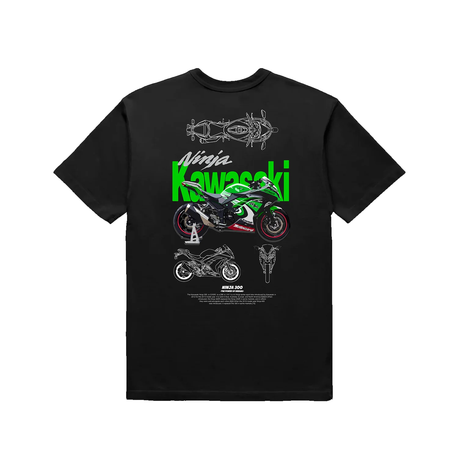 

Kawasaki Ninja 300 Themed T-shirt Retro Style Outdoor Equipe Unisex Summer Quick dry Rider Motorcycle T-shirt Cool Gift