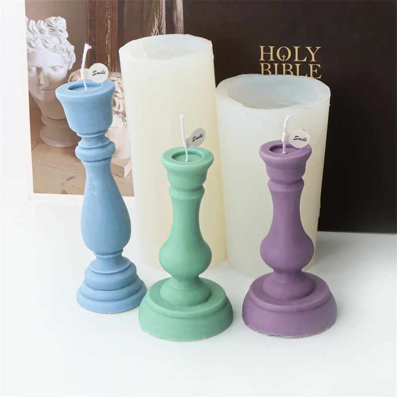 

2 шт. винтажная силиконовая форма для канделябры для ароматических свечей своими руками, гипсового декора, литья из смолы и реквизита для фотографий