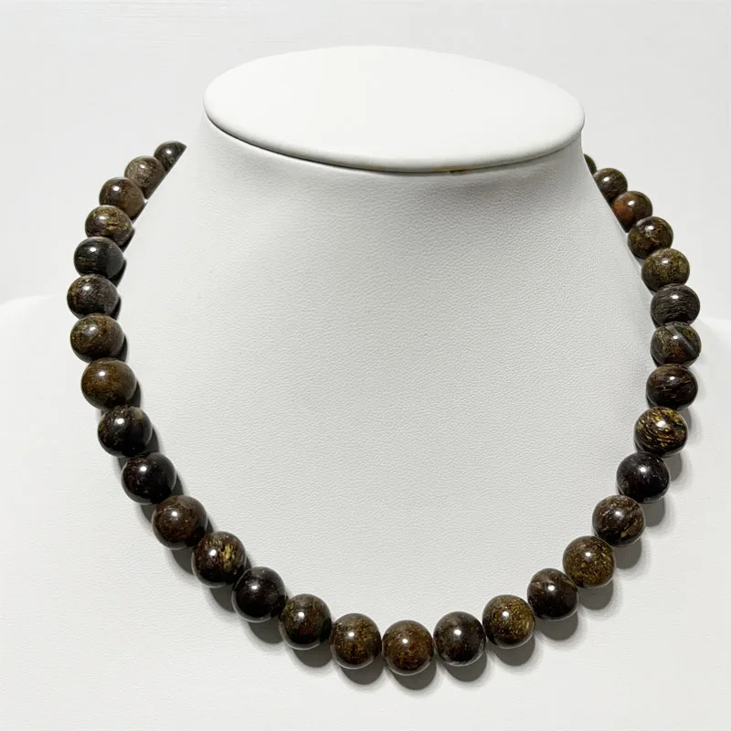 100% Natural Bronzite Moldavite Necklace With Iron Gemstone Beads Energy Stone Relief Yoga Chakra Muslim Tibetan Buddha view 4