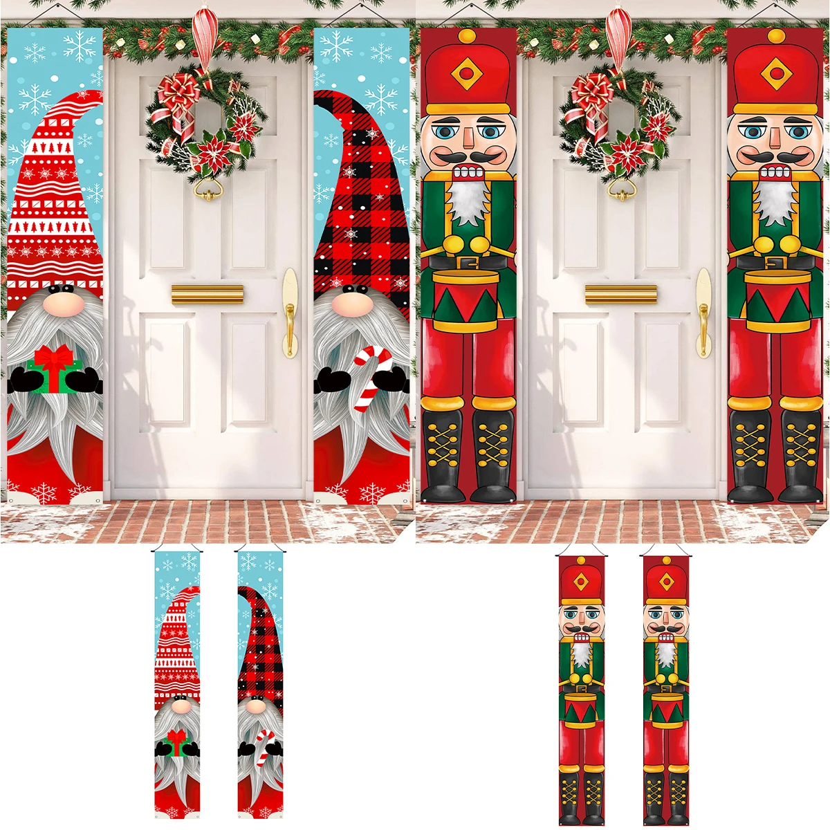 Christmas Hanging Door Banner Santa Claus Snowman Couplet Xmas Decor For Home 2024 Xmas Gifts Navidad Happy New Year Noel 2025