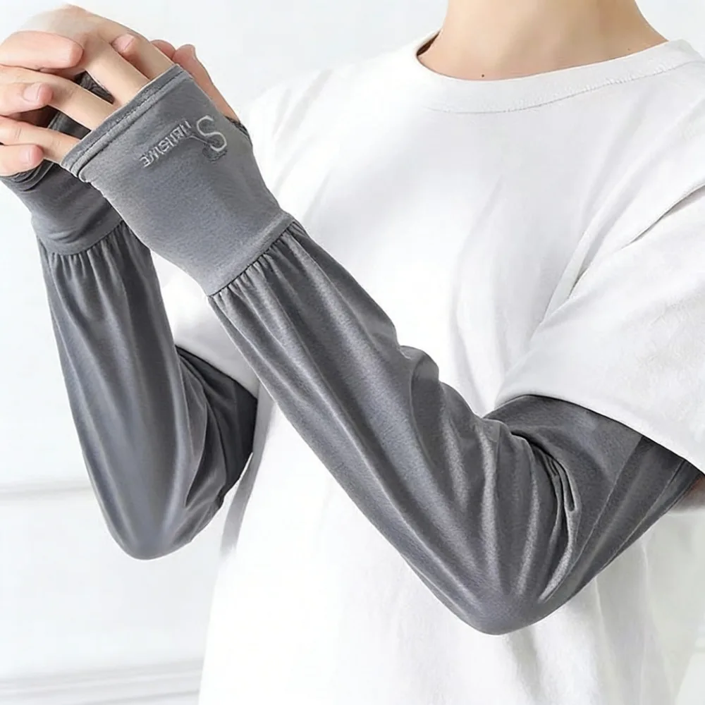 

Summer Ice Silk Fingerless Arm Sleeves High Stretch Sun Protection for Outdoor Activity