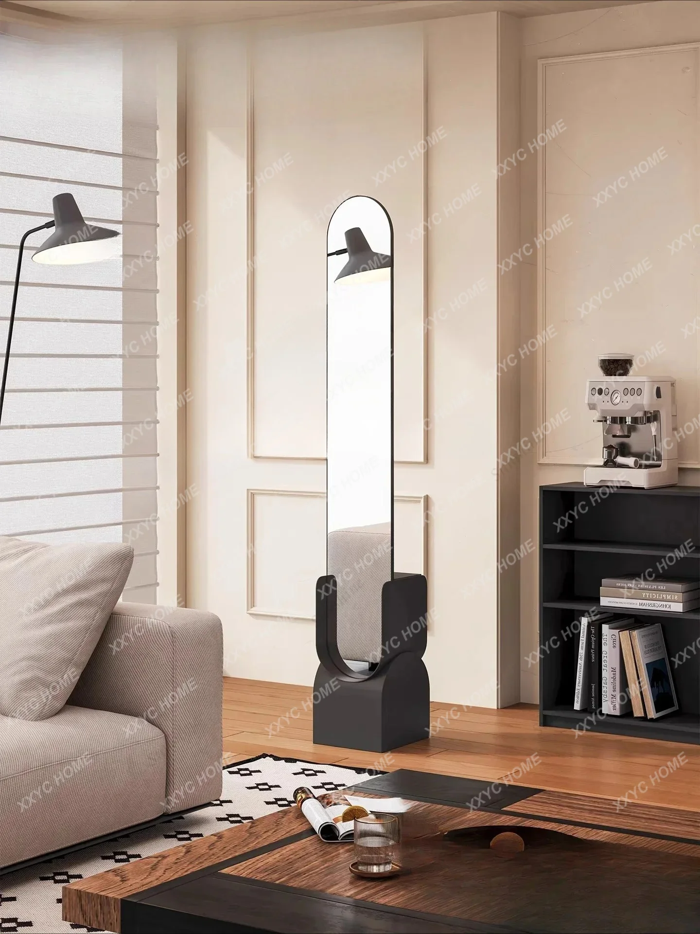 

Cream wind full body mirror floor-to-ceiling full body floor mirror coat rack integrated full-length mirror FT