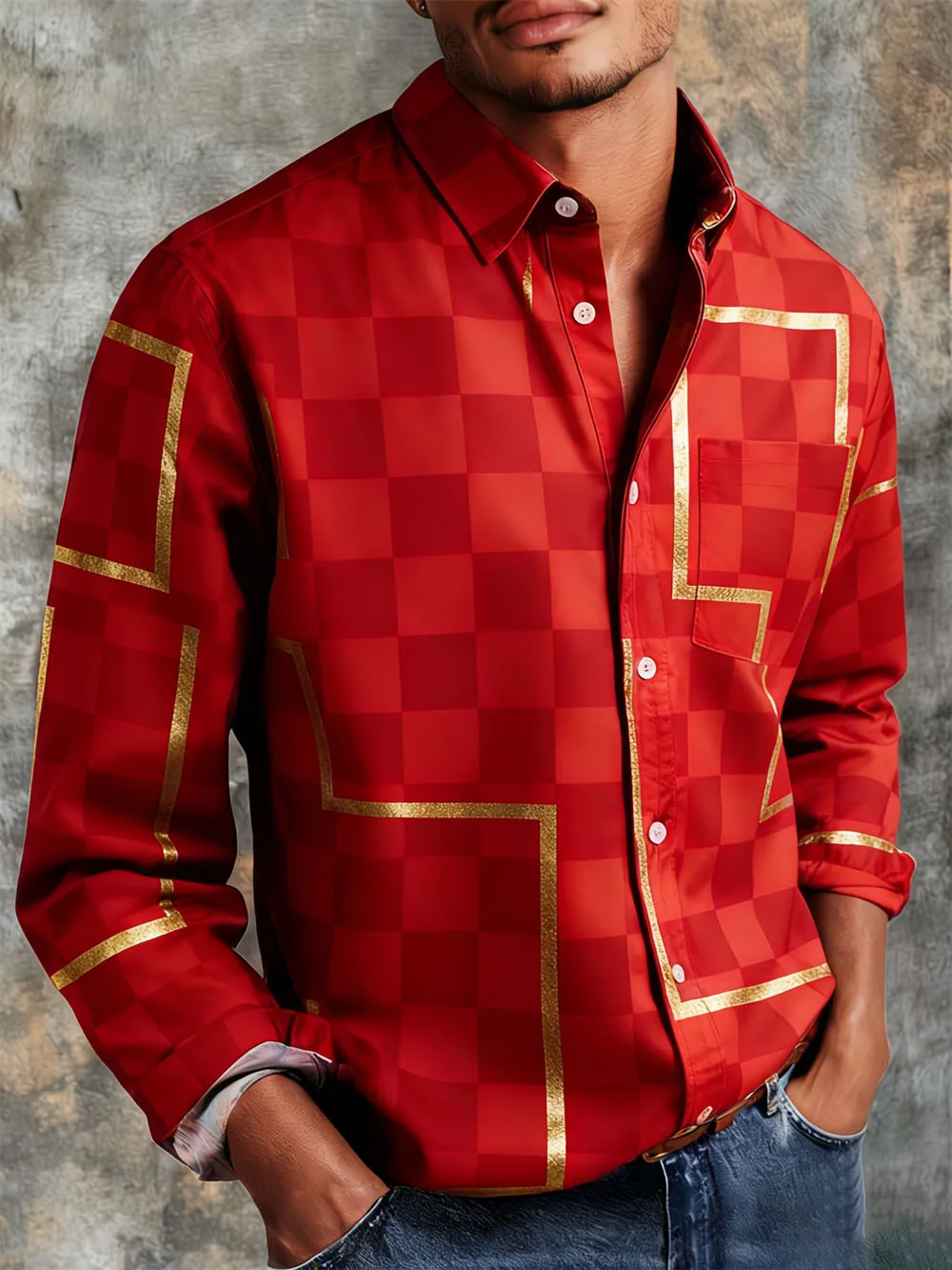 

Men's Slim Fit Long Sleeve Button up Shirt 3D Striped Print Casual Top Fashionable XS-6XL