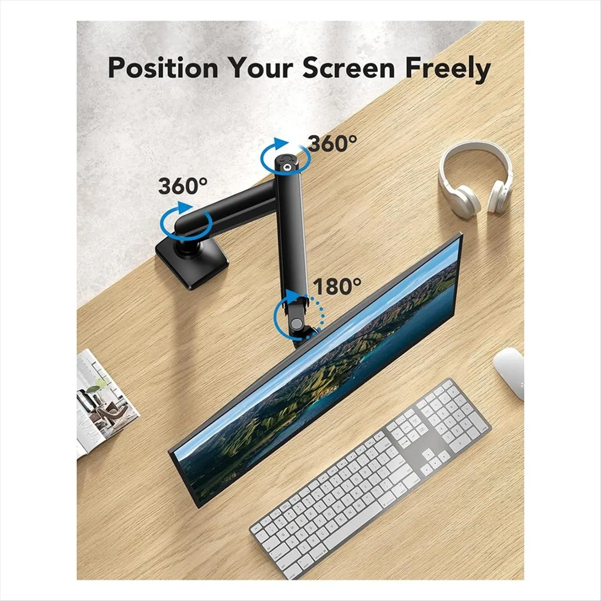 

Крепление для одного монитора N93R для экранов 13–32 дюйма до 22 фунтов, регулируемый по высоте кронштейн для монитора, подставка для монитора для домашнего офиса