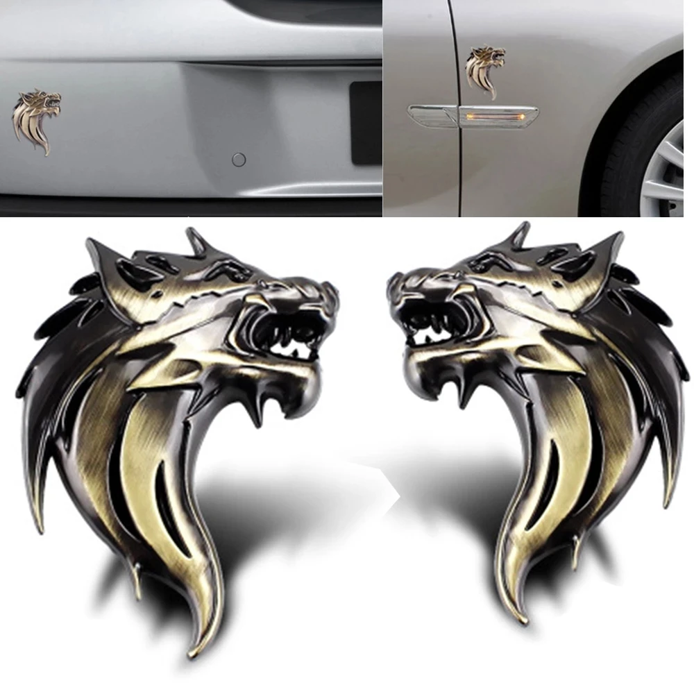 

YSY 1pc 3D Car Stickers Cool WOLF Logo Car Styling Metal wolf Badge Emblem side Tail Decal Motorcycle Car Accessories Automobile