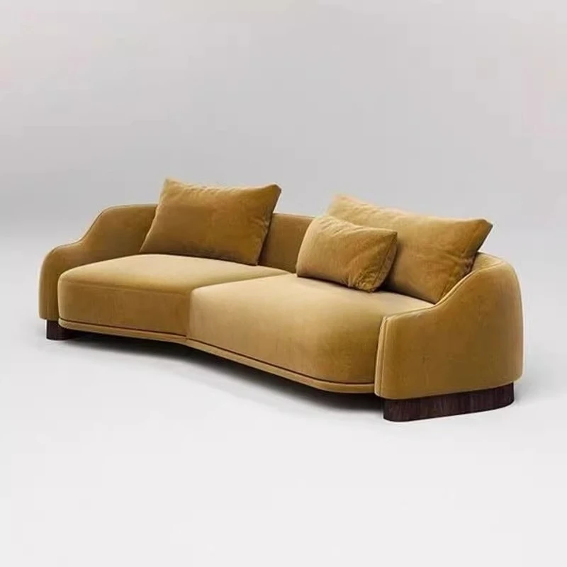 

Nordic light luxury curved sofa designer living room modern simple Internet celebrity Italian fabric medieval fabric sofa