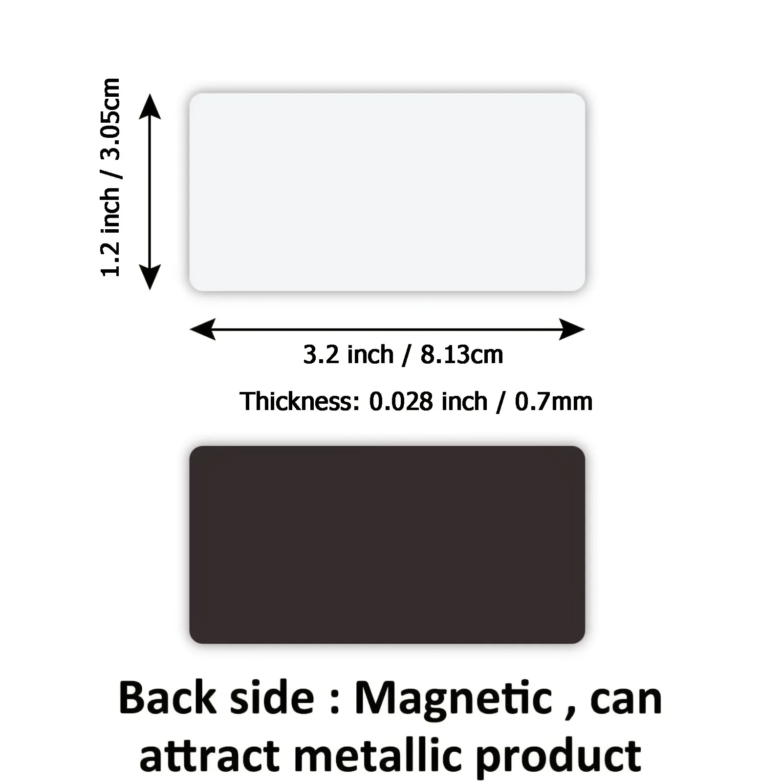 3,2 x 1,2 pollici 50 pezzi - Etichette magnetiche bianche - Strisce riutilizzabili per casa, ufficio, garage, frigorifero, vuoto, scrivibile, cancellabile