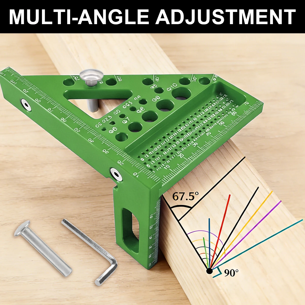 ABS Multifunctional Woodworking Angle Adjustment Ruler, Measuring, Positioning, Drilling, Marking, Essential Tool for Beginners